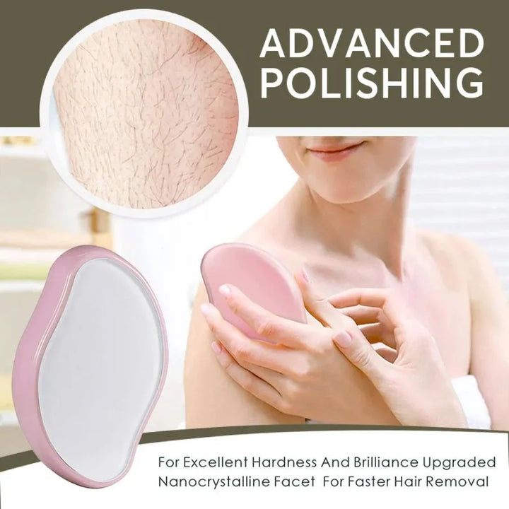Pink ergonomic crystal hair removal tool polishing arm skin for smoother texture and improved clarity