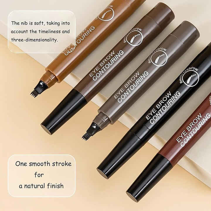 Set of eye brow contouring pens with text on a beige background