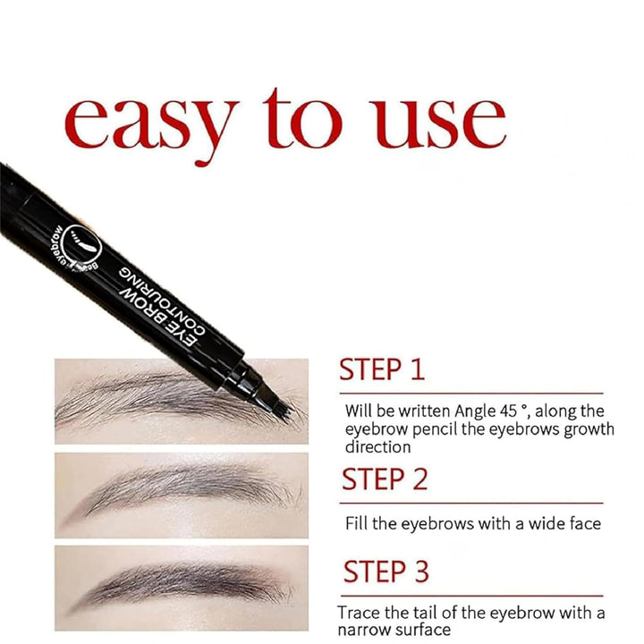 Eyebrow pencil with usage instructions on a white background