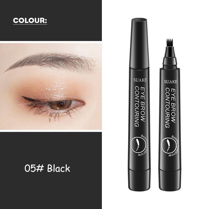 SUAKE eye brow contouring product with close-up of eye wearing glittery makeup, Black