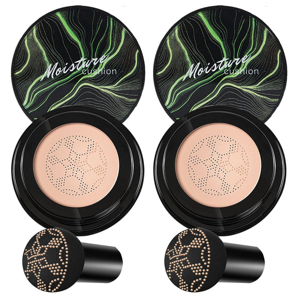 Two open compact makeup products with 'Moisture Cushion' text on a white background